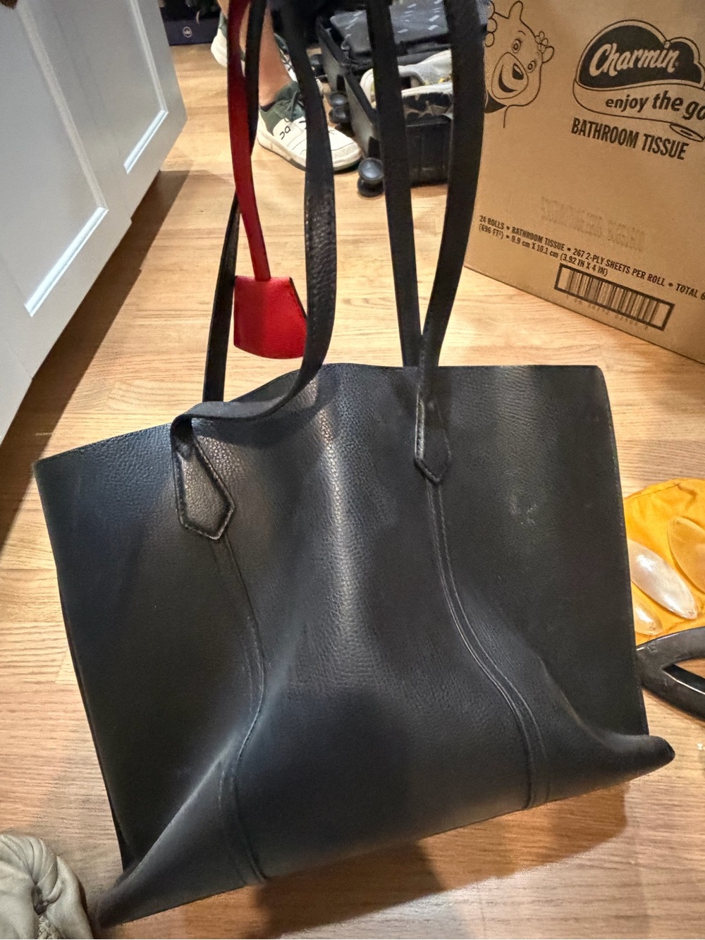 Tory Burch Classic black Leather Tote Bag - Black/Tan inside - Picture 2 of 8